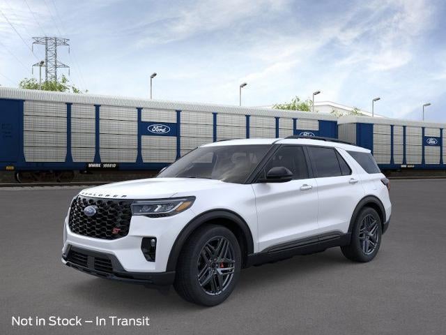 2025 Ford Explorer ST 4WD in Star White Metallic Tri Coat — front three-quarter view