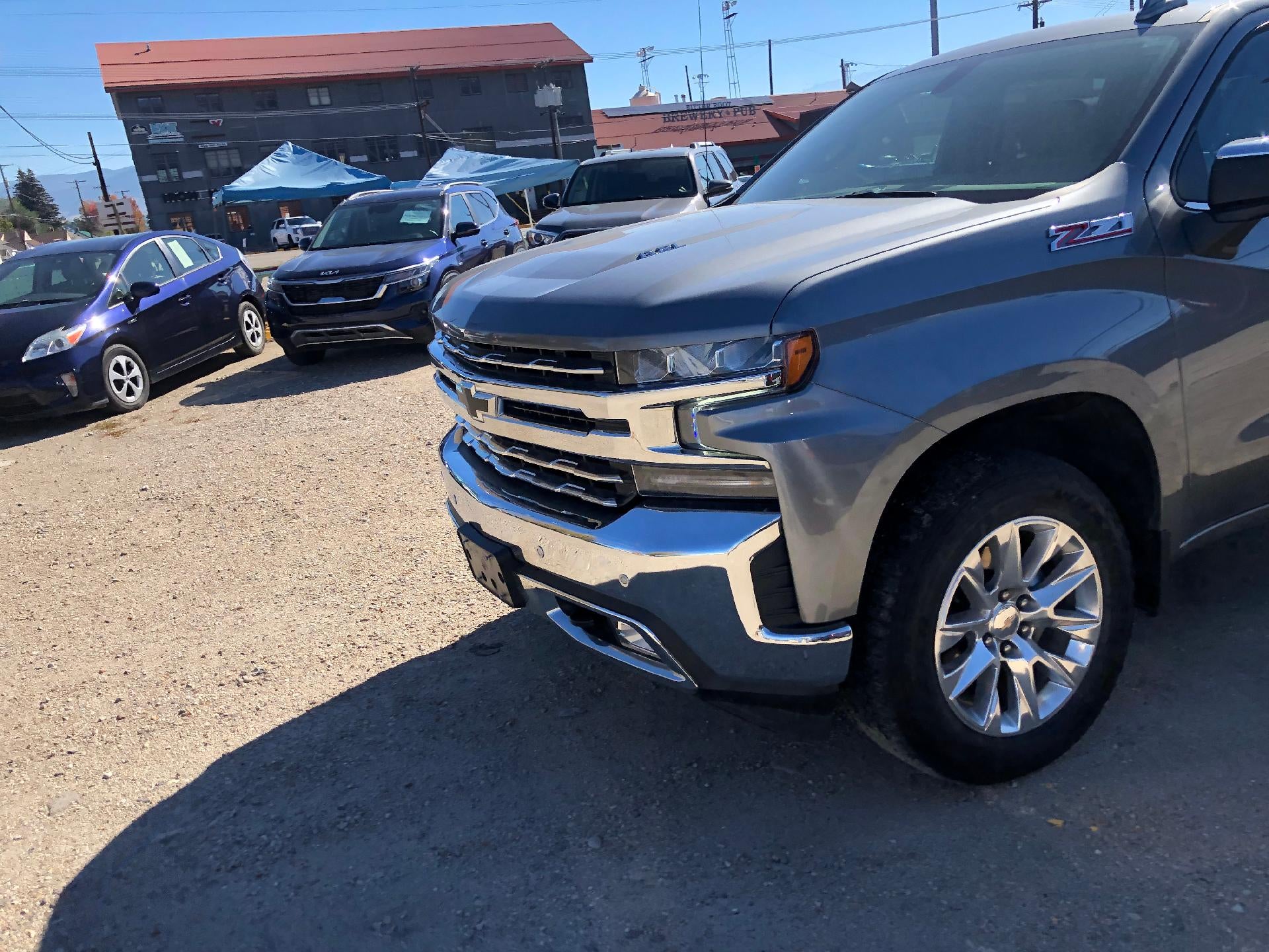 2022 Chevrolet Silverado 1500 LTD Crew Cab Short Box 4-Wheel Drive LTZ in Shadow Gray Metallic — front three-quarter view